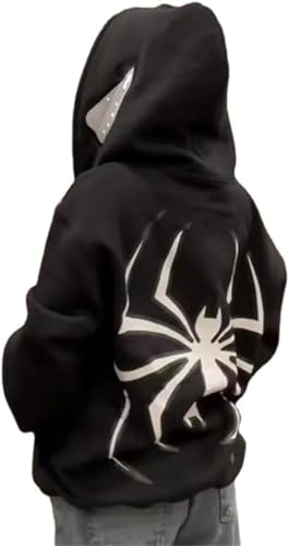 Silver Basic Spider Jacke mit Reißverschluss Damen Y2K Harajuku Hip Hop Couple Hoodie -Blackwhite-XL1 von Silver Basic