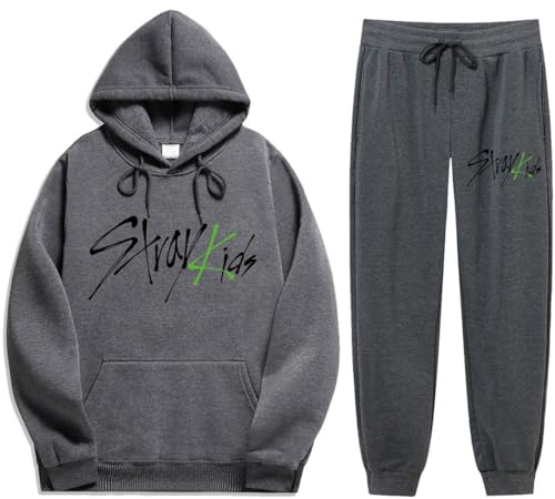 Silver Basic Stray Kids Erwachsener Zwei Teile Set von Hoodies und Hosen für Herbst und Winter-Grey-4XL1 von Silver Basic