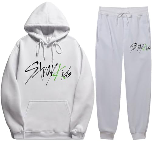 Silver Basic Stray Kids Erwachsener Zwei Teile Set von Hoodies und Hosen für Herbst und Winter-White-S1 von Silver Basic