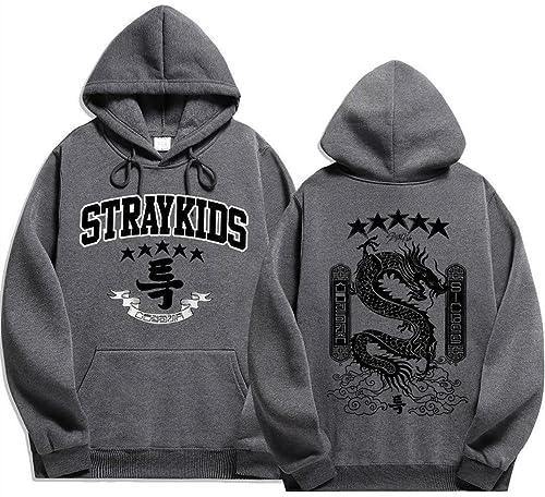 Silver Basic Stray-KIdds Mode Kapuze Gedruckt Casual Pullover Wintersport Herren Top-Grey-L1 von Silver Basic