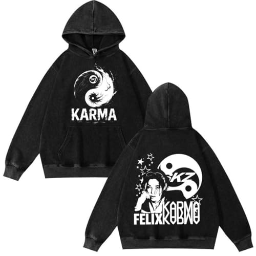 Silver Basic Unisex KPOP Schwarz SKZOO Karma Neuheit Fan Hoodie-Black1-2XL1 von Silver Basic