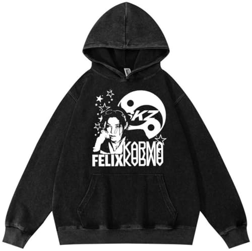 Silver Basic Unisex KPOP Schwarz SKZOO Karma Neuheit Fan Hoodie-Black10-M1 von Silver Basic