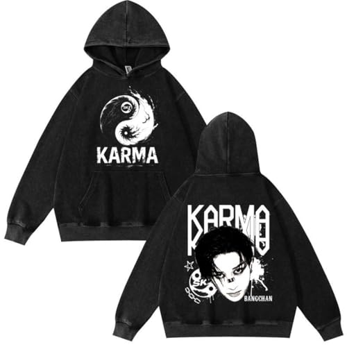 Silver Basic Unisex KPOP Schwarz SKZOO Karma Neuheit Fan Hoodie-Black6-M1 von Silver Basic