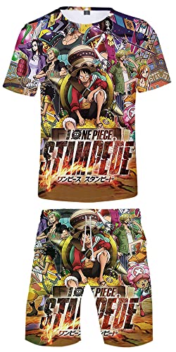 Silver Basic Unisex One Piece Anime Set T-Shirts und Shorts 3D Digitaldruck Sommer Casual Fashion Tops Sportanzug,04308-3XL3 von Silver Basic