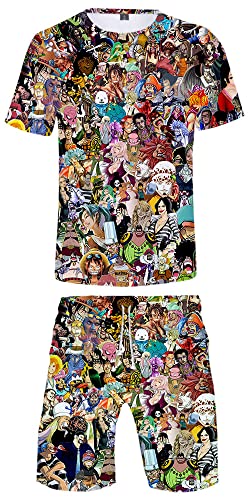 Silver Basic Unisex One Piece Anime Set T-Shirts und Shorts 3D Digitaldruck Sommer Casual Fashion Tops Sportanzug,04317-L3 von Silver Basic