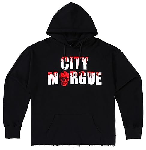 Silver Basic V City Morgue Herren Jungen Baumwolle Schwarz Weiß Hip Hop Damen Kapuzenpullover-Black-L1 von Silver Basic