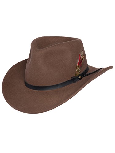 Silver Canyon Boot and Clothing Company Outback Wolle Cowboyhut Montana Brown Knautschbar West Filz für Herren groß Pecannuss von Silver Canyon Boot and Clothing Company