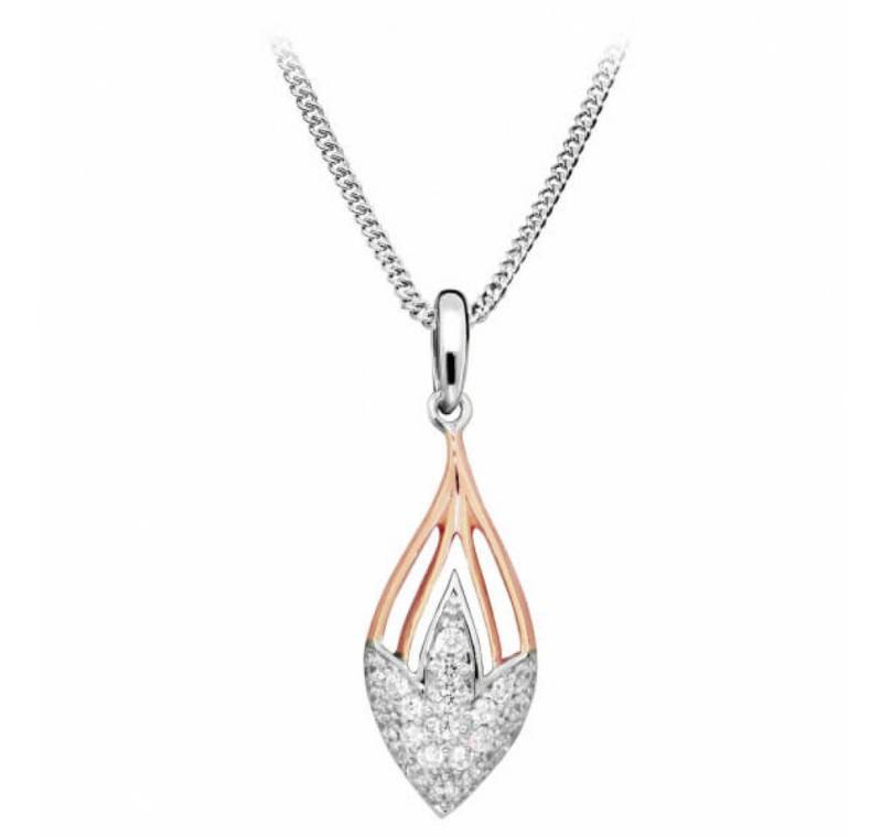 Silver Cat Kette mit Einhänger Elegant bicolor necklace with zircons SC360 von Silver Cat