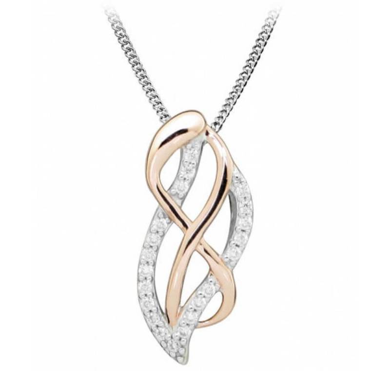 Silver Cat Kette mit Einhänger Elegant bicolor necklace with zircons SC433 von Silver Cat