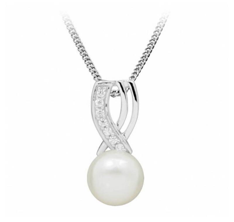 Silver Cat Kette mit Einhänger Fine necklace with pearl and zircons SC397 Silver Cat Kette mit Einhänger Fine necklace with pearl and zircons SC397 von Silver Cat