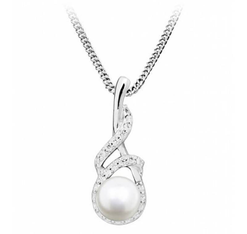 Silver Cat Kette mit Einhänger Gentle necklace with pearl and zircons SC413 Silver Cat Kette mit Einhänger Gentle necklace with pearl and zircons SC413 von Silver Cat