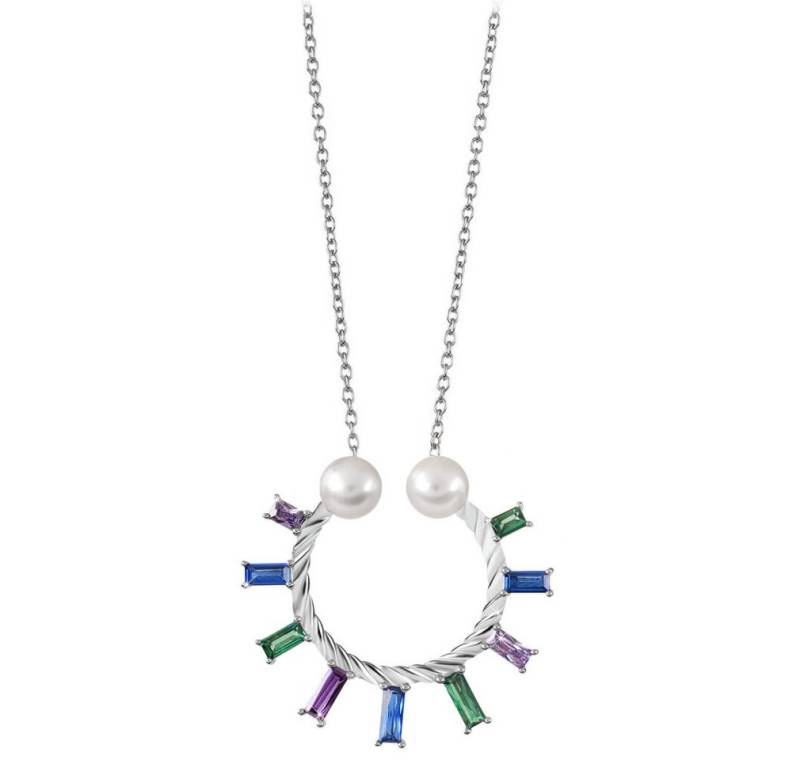Silver Cat Kette mit Einhänger Ladies necklace with zircons and pearls SC349 von Silver Cat