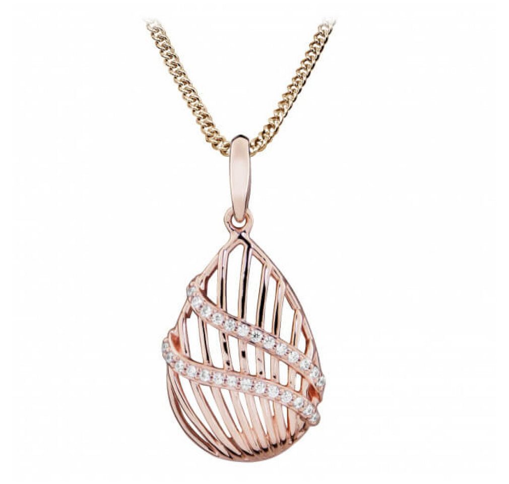 Silver Cat Kette mit Einhänger Stilvolle rosa vergoldete Halskette mit Zirkonen SC426 Silver Cat Kette mit Einhänger Stilvolle rosa vergoldete Halskette mit Zirkonen SC426 von Silver Cat