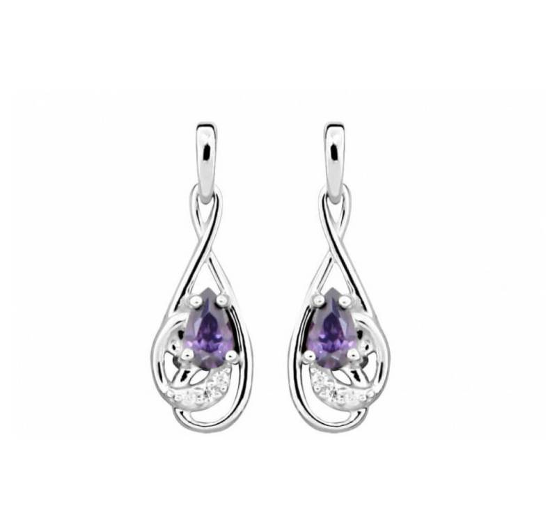 Silver Cat Ohrring-Set Fashion earrings with amethyst zircon SC403 von Silver Cat