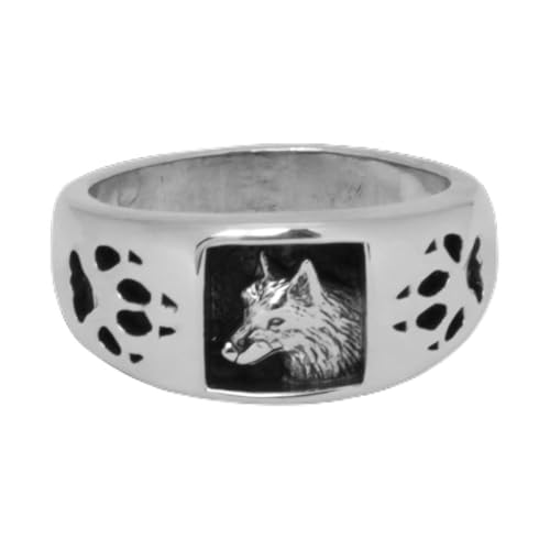 Silver Fox Indianerschmuck Wolfsring Navajo Style Westernschmuck Wolf Indianerring Ring (22mm) von SILVERFOX