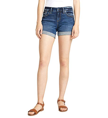 Silver Jeans Co. Damen Boyfriend Mid Rise Shorts, Dunkle Wäsche mit Bündchen von Silver Jeans Co.