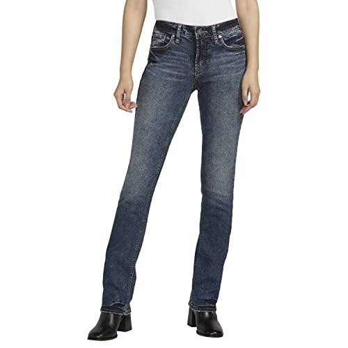 Silver Jeans Co. Damen Elyse Curvy Mid Rise Slim Fit Bootcut Jeans, Dunkler Indigo-Farbton, 31W x 31L von Silver Jeans Co.