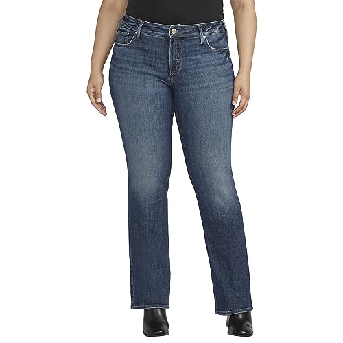 Silver Jeans Co. Damen Elyse Mid Rise Comfort Fit Slim Bootcut Übergröße Jeans, Med Wash Eae366, 50 DE/Hoch von Silver Jeans Co.