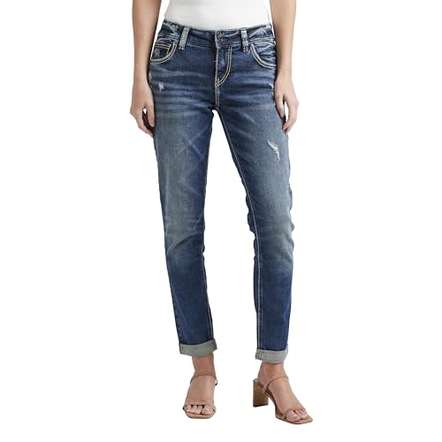 Silver Jeans Co. Damen Girlfriend Mid Rise Skinny Jeans, Indigo, 31 Silver Jeans Co. Damen Girlfriend Mid Rise Skinny Jeans, Indigo, 31 von Silver Jeans Co.