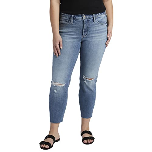 Silver Jeans Co. Damen Most Wanted Mid Rise Straight Crop Übergröße Jeans, Med Wash Ecf254, 54 Mehr von Silver Jeans Co.