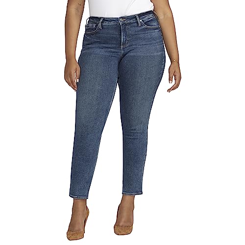 Silver Jeans Co. Damen Plus Size Infinite Fit Mid Rise Straight Leg Jeans, Med Wash Inf345, 1X von Silver Jeans Co.