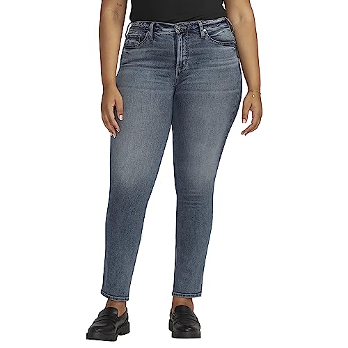 Silver Jeans Co. Damen Plus Size Most Wanted Mid Rise Straight Leg Jeans, Med Wash Edb341, 46 Mehr von Silver Jeans Co.