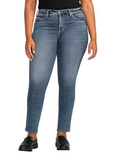 Silver Jeans Co. Damen Plus Size Most Wanted Mid Rise Straight Leg Jeans, Med Wash Edb341, 46 Mehr von Silver Jeans Co.