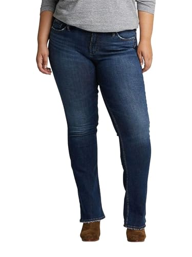 Silver Jeans Co. Damen Suki Mid Rise Curvy Fit Slim Bootcut Übergröße Jeans, Vintage Dark Wash, 50 Mehr von Silver Jeans Co.
