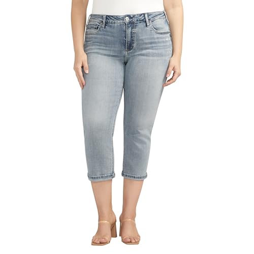 Silver Jeans Co. Damen Plus Size Suki Mid Rise Curvy Fit Capri Jeans, Mittlere Waschung, Cvs268, 54 Mehr von Silver Jeans Co.