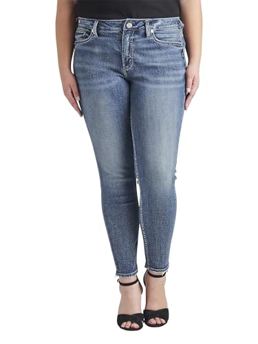 Silver Jeans Co. Damen Plus Size Suki Mid Rise Curvy Fit Skinny Jeans, Dunkle Waschung Edk358, 50 Mehr von Silver Jeans Co.