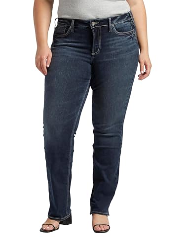 Silver Jeans Co. Damen Plus Size Suki Mid Rise Curvy Fit Slim Bootcut Jeans, Dunkles Indigo Spülung, 54 Mehr von Silver Jeans Co.