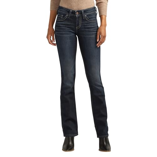 Silver Jeans Co. Damen Suki Mid Rise Curvy Fit Slim Bootcut Jeans, Grau dunkel Indigo Rinse, 31W x 31L von Silver Jeans Co.