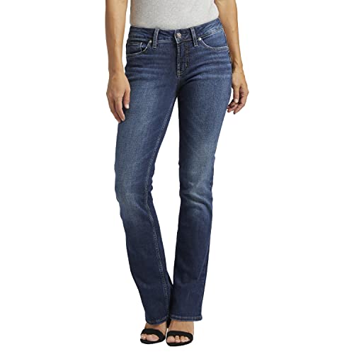 Silver Jeans Co. Damen Suki Curvy Fit Mid Rise Slim Bootcut Jeans, Vintage Dark Wash, 27W x 31L von Silver Jeans Co.