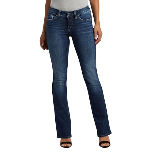 Silver Jeans Co. Damen Suki Curvy Fit Mid Rise Slim Bootcut Jeans, Vintage Dark Wash, 33W x 31L von Silver Jeans Co.