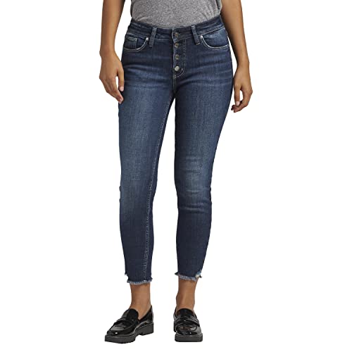 Silver Jeans Co. Damen Suki Mid Rise Skinny Crop Jeans, Dark Wash Eae463, 54 von Silver Jeans Co.