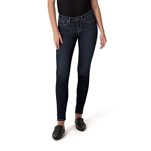 Silver Jeans Co. Damen Suki Mid Rise Skinny Legacy Jeans, Saubere dunkle Spülung, 28W x 29L von Silver Jeans Co.