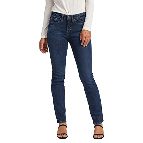 Silver Jeans Co. Damen Suki Mid Rise Straight Leg Jeans, Dark Wash Coo453, 26W x 29L von Silver Jeans Co.