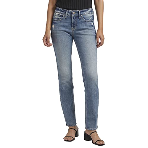 Silver Jeans Co. Damen Suki Mid Rise Straight Leg Jeans, Med Wash Ekc202, 26W x 31L von Silver Jeans Co.