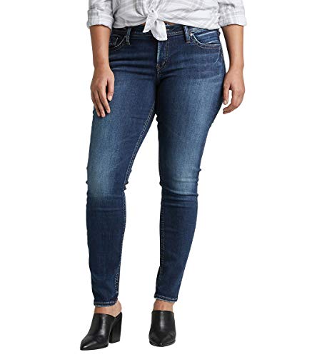 Silver Jeans Co. Damen Suki Skinny kurviger Passform, mittlere Taille, Übergröße Jeans, Dunkle Sandstrahlwäsche, 46 Mehr von Silver Jeans Co.