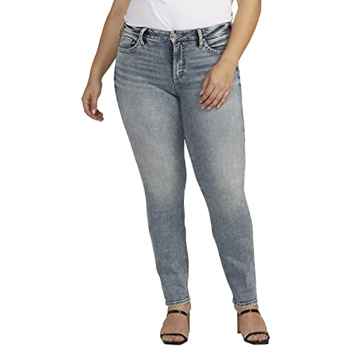 Silver Jeans Co. Damen Suki Mid Rise Curvy Fit Straight Leg Übergröße Jeans, Med Wash Ecf289, 54 Mehr von Silver Jeans Co.