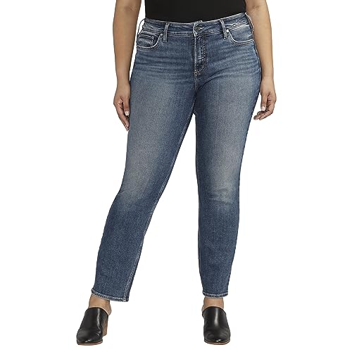 Silver Jeans Co. Damen Suki mittlerem Bund, kurvige Passform, gerades Bein, Übergröße Jeans, Med Wash Eae389, 48 Mehr von Silver Jeans Co.