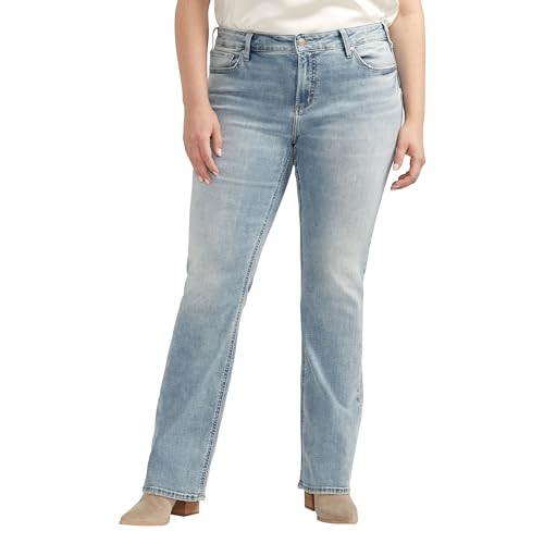 Silver Jeans Co. Damen Übergröße Elyse Mid Rise Comfort Fit Slim Bootcut Jeans, Med Wash Ecf258, 46 Mehr Kurz von Silver Jeans Co.