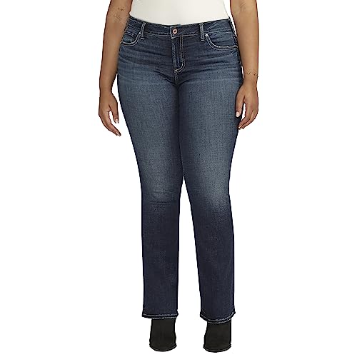 Silver Jeans Co. Elyse Damen Jeans mit mittelhoher Taille, bequeme Passform, schmale Bootcut-Jeans, Übergröße, Dark Wash Ecf486, 46 Mehr Kurz von Silver Jeans Co.