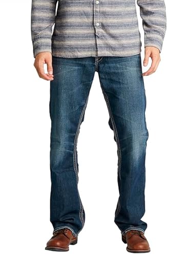 Silver Jeans Co. Herren Gordie Loose Fit Straight Leg Jeans, Dunkle Sandstrahlung, 32W / 34L von Silver Jeans Co.
