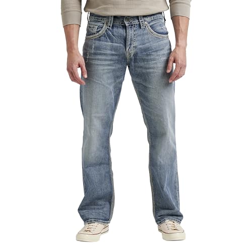 Silver Jeans Co. Herren Gordie Loose Fit Straight Leg Jeans, Helles Indigoblau, 33W / 34L von Silver Jeans Co.