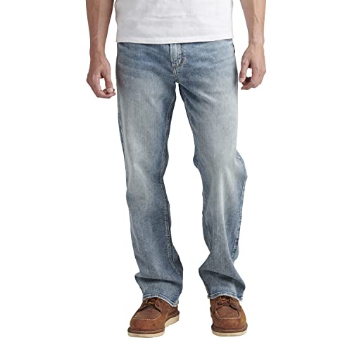 Silver Jeans Co. Herren Gordie Loose Fit Straight Leg Jeans, Med Wash Sjl285, 32W / 34L von Silver Jeans Co.