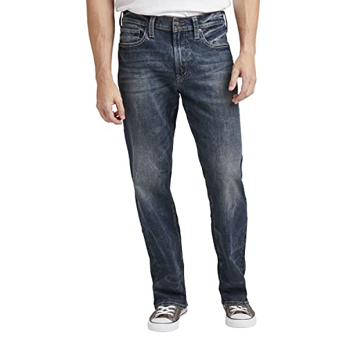 Silver Jeans Co. Herren Gordie geradem Bein, lockere Passform Jeans, Dark Wash Eab371, 34W / 32L von Silver Jeans Co.