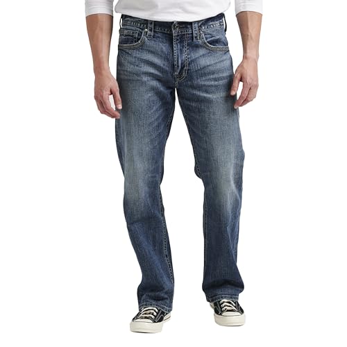 Silver Jeans Co. Herren Gordie geradem Bein, lockere Passform Jeans, Medium Vintage, 36W / 34L von Silver Jeans Co.