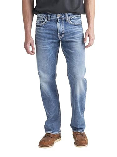 Silver Jeans Co. Herren Zac Relaxed Fit Straight Leg Jeans, Med Wash Edk267, 28W / 30L von Silver Jeans Co.