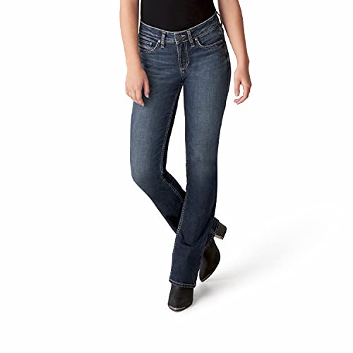 Silver Jeans Damen Suki Mid Rise Slim Bootcut Jeans, Dark Power Stretch, 26W x 33L von Silver Jeans Co.